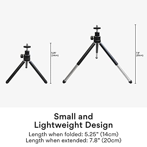 MEE Audio Lightweight Mini Tripod for Webcams and Small Cameras for Video Conference; Flexible, Portable, Compact Web Cam Desk Tabletop Travel Mount Stand for Logitech Webcam C920 C925 C920s C922