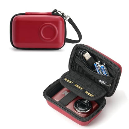 SQERO Digital Camera Case for KODAK PIXPRO FZ45 FZ55 & CAMKORY 1080P - Compact Travel Bag with 3 SD Card Slots, Small Lightweight Pouch, Cute Gifts for Adults Kids - color: red