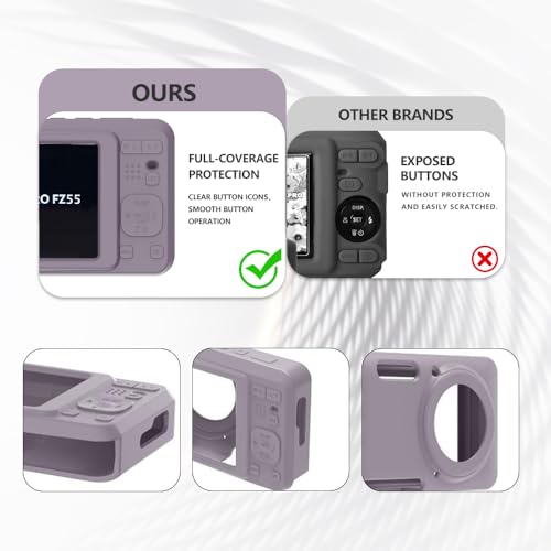 Case for Kodak PIXPRO FZ55,FZ55 accessories,Soft Silicone Protective Case,Comes with 2 Screen Protectors and 1 Wrist Strap - Rose grey - color: Rose grey