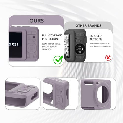Case for Kodak PIXPRO FZ55,FZ55 accessories,Soft Silicone Protective Case,Comes with 2 Screen Protectors and 1 Wrist Strap - Rose grey - color: Rose grey