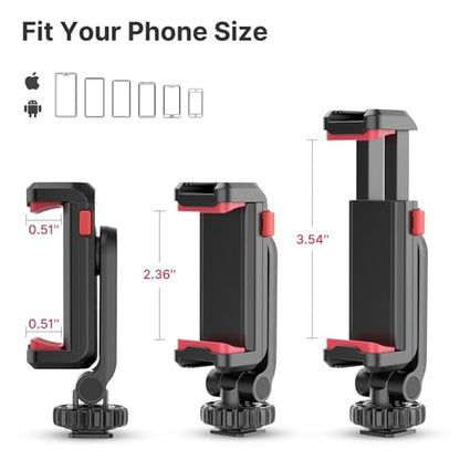 ULANZI ST-06S Phone Tripod Mount, Universal Smartphone Mount Adapter with 2 Cold Shoe, 360° Rotates Adjustable Cell Phone Clip Clamp Holder, Compatible with iPhone 17/16/15, Samsung Galaxy Cell Phones