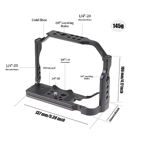 Hersmay R10 Cage with Top Handle,Aluminium Alloy Camera Cage for Canon EOS R10 Mirrorless Cameras, Vlogging Video Shooting Filmmaking Rig Stabilizer with 1/4" Mounting and 3/8" Arri Locating Hole