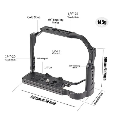 Hersmay R10 Cage with Top Handle,Aluminium Alloy Camera Cage for Canon EOS R10 Mirrorless Cameras, Vlogging Video Shooting Filmmaking Rig Stabilizer with 1/4" Mounting and 3/8" Arri Locating Hole