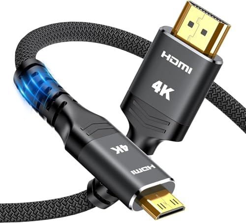 Highwings Mini HDMI to HDMI Cable 3.3FT, 4K 60Hz High Speed HDMI to Mini HDMI Cable Male Bi-Directional 2.0 Cord, for HDTV, Tablet, Camera and Camcorder [Aluminum Shell, Nylon Braided] Black - color: Black, size: 3.3 feet