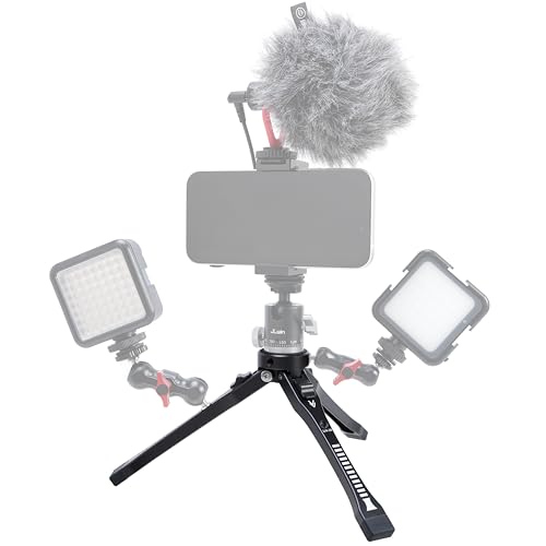 FocusFoto Aluminum Alloy Mini Adjustable Desktop Tripod - 4-Level Height (45mm-165mm) with 1/4"-20 Screw Holes, Foldable Hand Grip & Expandable Design for Phone/Camera Accessories - style: Tripod