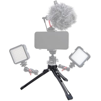 FocusFoto Aluminum Alloy Mini Adjustable Desktop Tripod - 4-Level Height (45mm-165mm) with 1/4"-20 Screw Holes, Foldable Hand Grip & Expandable Design for Phone/Camera Accessories - style: Tripod