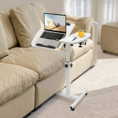 Adjustable Rolling Laptop Desk Stand,Laptop Mobile Stand with Wheels,Portable Computer Workstation with Tiltable Desktop for Teacher Classroom Home Office