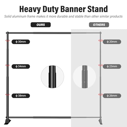 10 x 8 Backdrop Banner Stand with Extra Thick Tubing for Wedding Parties, Heavy Duty Adjustable Step and Repeat Stand for Photography, Portable Trade Show Banner Frame with Carring Bag