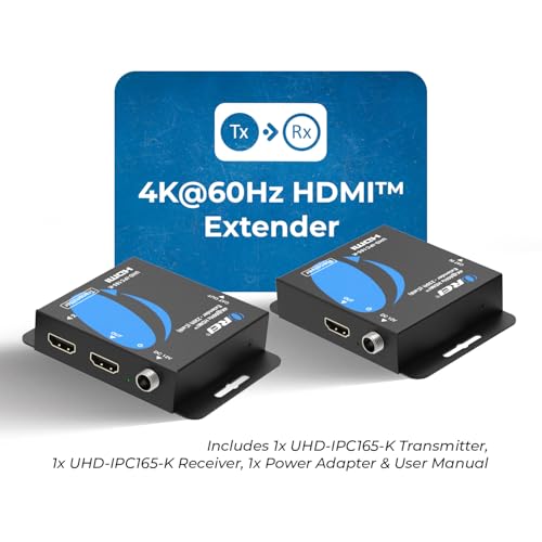 OREI HDMI Extender Ethernet 165ft, 4K HDR PoC Two-Way IR HDCP 2.2 LPCM 2.0 | HDMI Balun, Over Ethernet – 18Gbps, HDMI 2.0, Uncompressed Zero-Latency AV, LPCM 2.0, Dolby 5.1