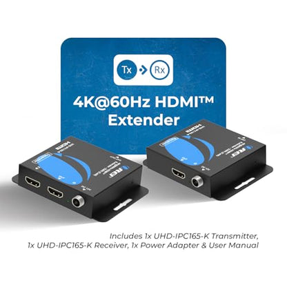 OREI HDMI Extender Ethernet 165ft, 4K HDR PoC Two-Way IR HDCP 2.2 LPCM 2.0 | HDMI Balun, Over Ethernet – 18Gbps, HDMI 2.0, Uncompressed Zero-Latency AV, LPCM 2.0, Dolby 5.1