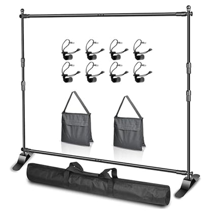 EMART Adjustable Photo Backdrop Banner Stand with 8 x 8ft (W x H) Telescopic Tubes, Suitable for Trade Shows, Professional Photography Booths, and Step and Repeat Background Displays - size: 8 x 8FT