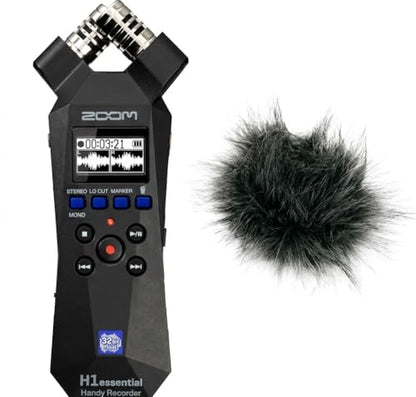 Zoom H1essential 2-Track 32-Bit Float Portable Audio Recorder Bundle with WSH-1E Hairy Windscreen - style: H1e + WSH-1E Windscreen
