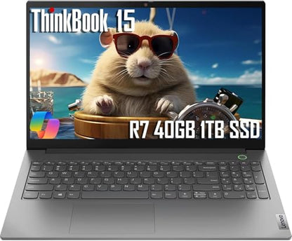 Lenovo ThinkBook 15 Business Laptop (15.6" FHD Anti-Glare, 40GB RAM, 1TB SSD, AMD Ryzen 7 5825U (> Intel i7-1255U)) Fingerprint, 1080p Webcam, Military Grade, Wi-Fi, Ethernet, Win 11 Pro w/Copilot - size: 40GB|1TB SSD, style: Ryzen 7