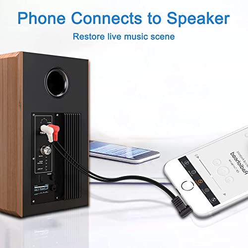 XMSJSIY 90 Degree Right Angle 3.5mm to 2 RCA Cable, Angle 1/8" 3.5mm TRS Male to 2RCA Male Stereo Y Splitter Adapter Connector for MP3,Smartphones,Tablets -2PCS (0.25M)