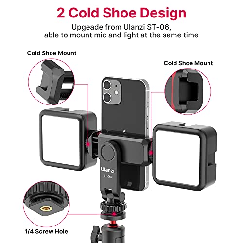Phone Tripod Mount Holder for iPhone - ULANZI ST-06S Camera Hot 2 Cold Shoe Phone Mount Compatible for iPhone Android Sony Canon DJI Ronin S/SC Zhiyun Gimbals
