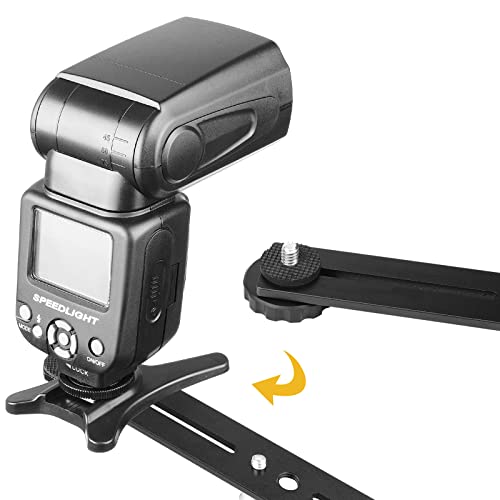 Dual Camera Mount Flash Extension Bar, ChromLives 8"/20.3cm Tripod Bracket Mount, 1/4'' Dual Hot Shoe Mount for Camera Compatible with LED Light, DSLR Camera, Tripod and More