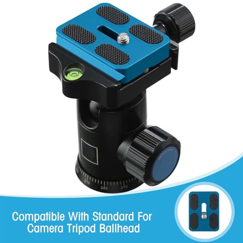 Frienda 2 Pieces Metal Quick Release Plate with 1/4''-20 Camera Screw Tripod Mount Plate Fits Standard for DSLR Camera Tripod Ball Head(Pu50,Black and Blue) - color: Black and Blue, style: PU50
