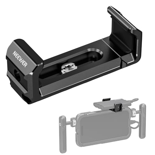 Neewer T5 T7 T9 SSD Holder Mount Bracket for iPhone 16 15 Pro Max Phone Cage PA023 PA024, 2.2"-3"/55-75mm SSD Clamp Compatible with Samsung with 1/4" Screw Anti Twist Bevel Edge, Cold Shoe, UA051 - style: UA051