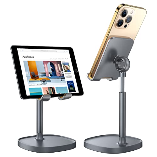 LISEN Cell Phone Stand Adjustable Phone Holer for Desk, Computer Office Desk Accessories for iPhone 16 Holder Women Kitchen Essentials Fits Switch Kindle iPads Tablet 4-10in (Gray) - color: Gray
