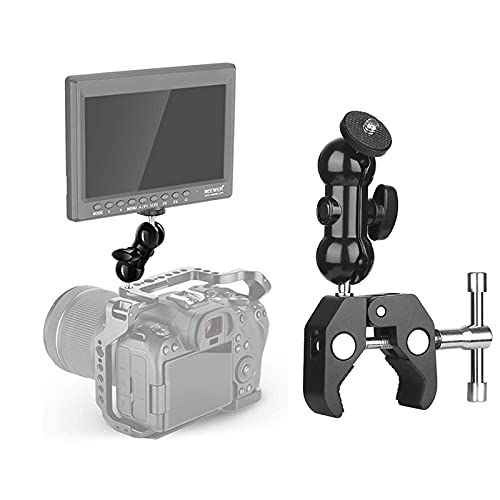 Cool Ballhead Multi-Function Double Ball Head with Cold Shoe Mount and 1/4" Screw for DSLR Cameras/Camcorders/Camera Cage/Monitor and LED Light