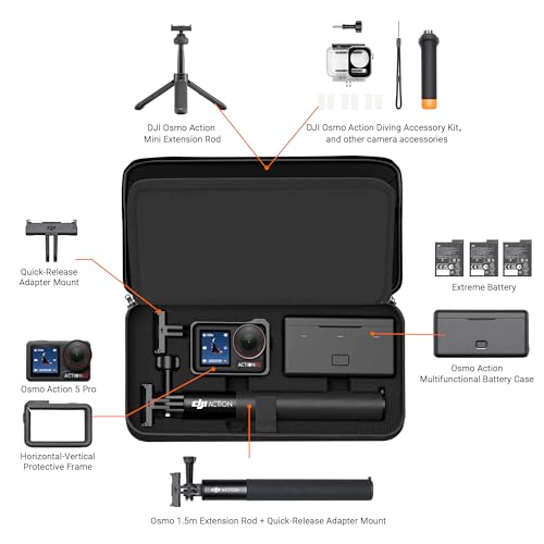 CYNOVA Carrying Bag for DJI Osmo Action 4/5 Pro, PU Storage Protective Bag for DJI Osmo Action 4/5 Pro Adventure Combo Accessories, Protective PU Storage Accessories