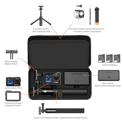 CYNOVA Carrying Bag for DJI Osmo Action 4/5 Pro, PU Storage Protective Bag for DJI Osmo Action 4/5 Pro Adventure Combo Accessories, Protective PU Storage Accessories