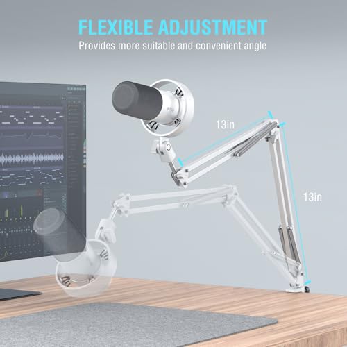 FIFINE Dynamic Microphone with Boom Arm, Studio Vocal XLR Microphone, Podcast USB Mic Kit for PC with Mute Button, Volume Knob, Headphone Jack, for Streaming Recording-AmpliTank K688CT White - size: K688CT White