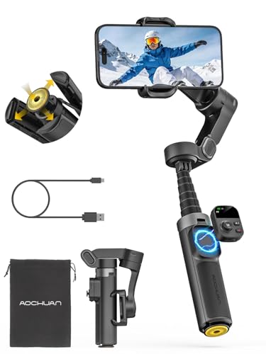 AOCHUAN Smart X3 360° Pan Rotation Gimbal Stabilizer for iPhone, Magnetic Remote Control, 3-Axis Stabilizer w/Built-in Extension Rod & One-Touch Open Tripod, Foldable Phone Gimbal for Vlogging, Travel - size: X3