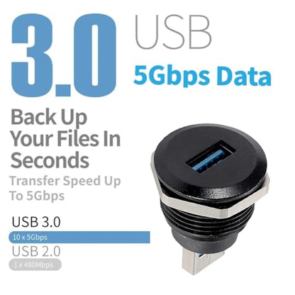 PENGLIN 5PCS USB3.0 Adapter, USB-A Male to Female Converter Extender Connector, USB Panel Mount Connector Compatible with Laptop Computer Hard Drive Printer Camera - size: USB 3.0(5PCS)-Single port