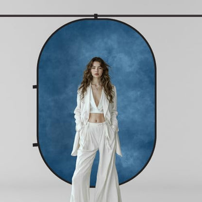 Kate Collapsible Backdrop Blue Pop Up Backdrops Red Portable Background for Portrait Photography, for Video, for Live Stream, 5x6.5ft