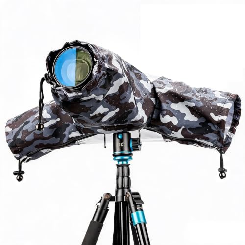 Waterproof Camera Rain Cover for Nikon Canon Sony DSLR/Mirrorless Cameras | with TPU Clear Window & Waterproof Zipper,Camera Rain Sleeves Gear for EOS R5 II R10 R7 R6 Rebel T7 T8i T7i 90D Z7 Z6II D7500 - color: Camouflage