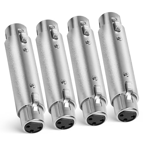 XLR Female Adapter 4 Pack, 3-Pin Gender Changer Connector, Mic Barrel Extension, Microphone Cable Adapter - color: XLR Female to Female, size: 4 Pack