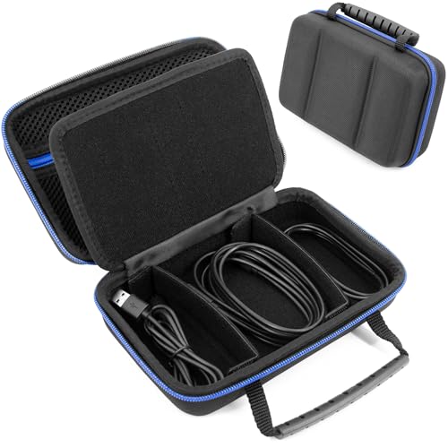 CASEMATIX Hard Shell Electronics Organizer Travel Case with 2 Adjustable Cable Bag Dividers, 3 Zipper Pouches and Elastic Cable Loops - Compact and Protective Charger & Travel Cord Organizer