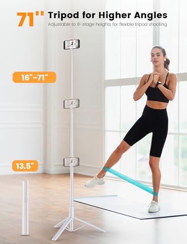 ANXRE 71" Phone Tripod, NT79 Extendable Selfie Stick with 1/4" Camera Mount for Cell Phone＆Camera, Phone Tripod Stand Holder with Remote Compatible with iPhone Android, Camera - color: White