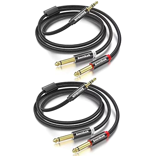Smithok 2pack 3.3Ft 3.5mm TRS to Dual 6.35mm Stereo Cable 1/8 TRS to Dual 6.35mm 1/4 TS Mono Y Splitter Audio Cord Adapter for Smartphone, Mixer,PC, CD Player, Speakers and Home Stereo System