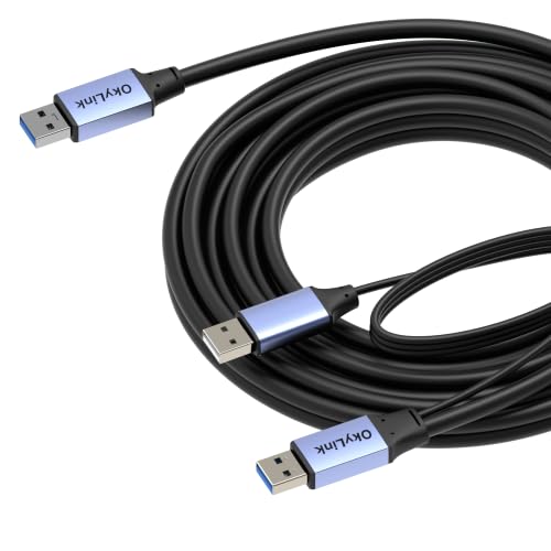 OkyLink Active USB 3.0 Data Cable A to A, Male to Male 5Gbps, 15ft | 5M, 3.2 Gen 1, Comes with power cable, for Industrial Printer and Scanner - color: USB3.0(5Gbps), size: 15ft (5m)