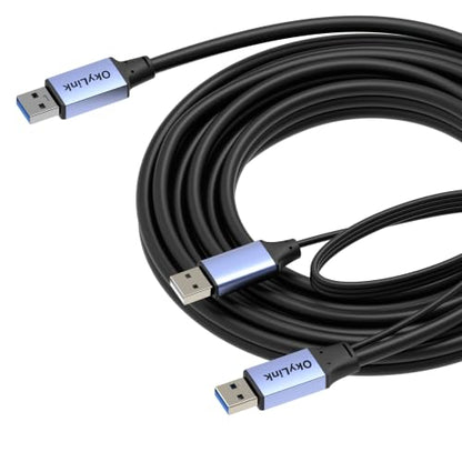 OkyLink Active USB 3.0 Data Cable A to A, Male to Male 5Gbps, 15ft | 5M, 3.2 Gen 1, Comes with power cable, for Industrial Printer and Scanner - color: USB3.0(5Gbps), size: 15ft (5m)