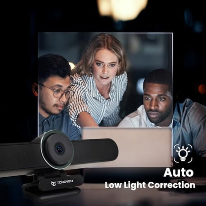 TONGVEO 4K Webcam Conference Call Room Web Camera with Dual Microphones &Speaker, | All-in-One USB Video Camera, 116° Wide Angle, AI Auto Framing | Compatible with Zoom, OBS