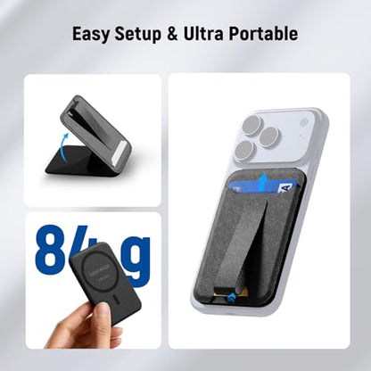 NEEWER Magnetic Phone Wallet with Card Holder, Foldable Desk Stand Lightweight Portable Leather Slim Cell Phone Card Case Compatible with MagSafe iPhone Samsung Android for Video Recording, PA141 - style: PA141