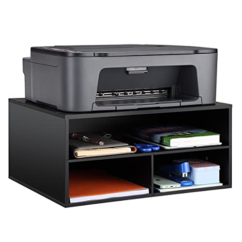 EMERIT Printer Stand for Desk - 2 Tier Desktop Printer Stand with Paper Storage, Printer Riser Organizer for Home Office, Holds up to 30 lbs, Black - color: Black, size: Large