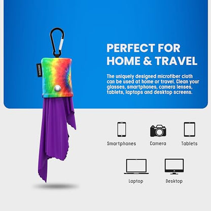 Microfiber Cloth & Glasses Wipes (1 Pack) Lens & Glasses Cleaning Cloth - Eyeglass Cleaner - Camera Lenses & Gadget Delicate Screens - Tie Dye - color: Tie Dye, size: 1 Pack