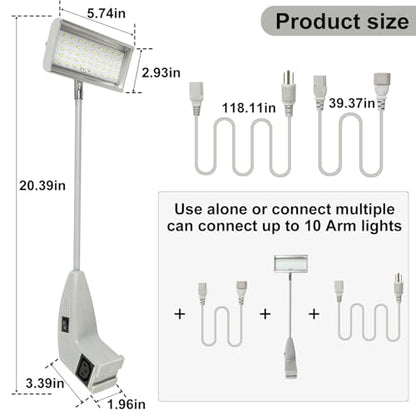 Trade Show Lights LED Display and Exhibit Arm Lighting, Connectable Tradeshow Lights Included Clamps, Mounting Brackets, Power Cables, Connect Cables (2pcs Grey) - color: Gray