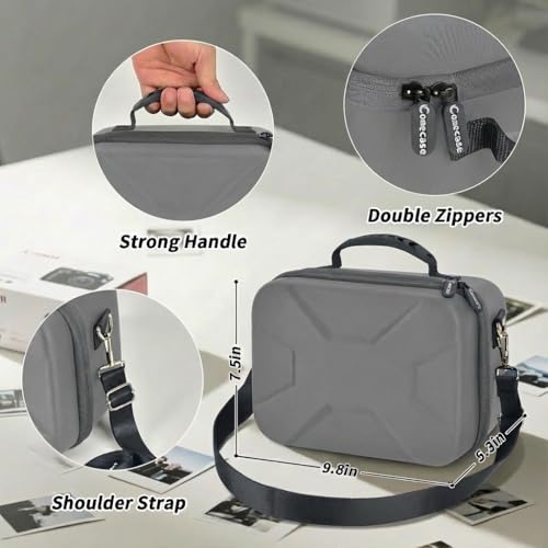 Comecase Hard Camera Case for Canon R50/R100/T7, for Sony A6400/ZV-E10 | Small Camera Bag with Hard EVA Shell, Adjustable Dividers, 6 Battery/SD Organizer Slots and Shoulder Strap, Case only, Grey - color: Grey