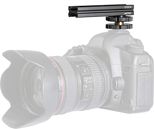 Movo DSE4 Adjustable Cold Shoe Extension Bar - Cold Shoe Rail for DSLR Accessories - Lights, Monitors, Microphones, and More (4")