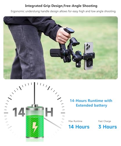 FeiyuTech Scorp Mini 3 Gimbal Stabilizer for Smartphone, 3-Axis Phone Gimbal Built-in AI Tracking Module, with Cooling Fan and Integrated Grip Design, Touch Screen, 2KG Payload for iPhone and Android