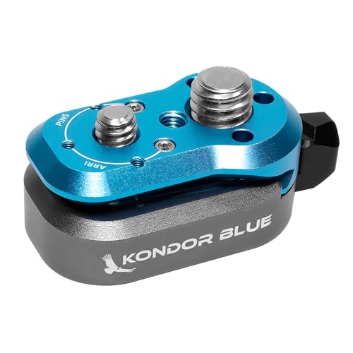 KONDOR BLUE | Mini Lock Quick Release Plate System | NATO Rail, ARRI-Style Anti-Twist, 1/4-20 & 3/8-16 Mounts, Zero Play Locking for Monitors, Arms, Accessories | Blue - color: Blue