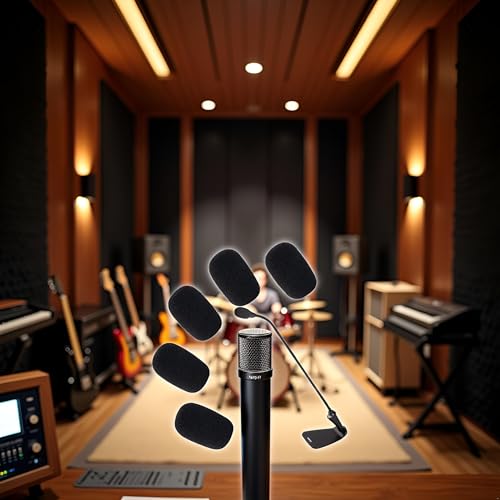 5 Pack Black Microphone Foam Cover,Replacement Microphone Sponge Wind Shield Windscreen Foam Cover for Microphone Windscreen for Shure CVG18-B/C Gooseneck Condenser Microphone Accessories