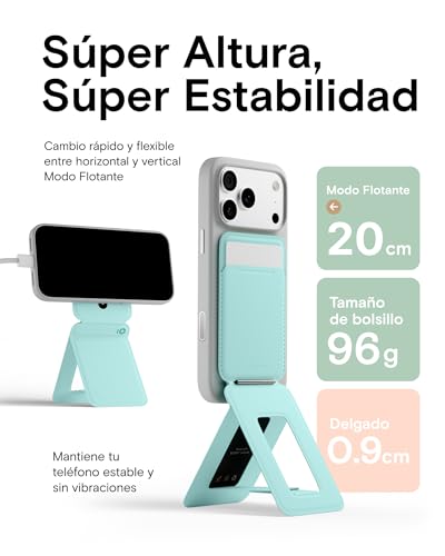 MOFT Phone Tripod Wallet, 3 in 1 Phone Stand Wallet, NFC-Supported Magnetic Phone Stand, MOVAS Vegan Leather Adjustable Card Holder, Aqua - color: Aqua, size: With Card Slot