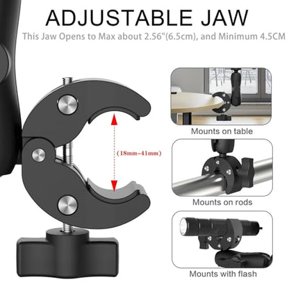 Super Mount Clamp Socket Arm 1/4"-20 Ball Head Adapter for Camera/Monitor/LED Lights/Microphone Accessories