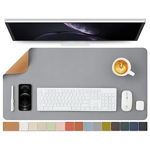 Cork Desk Mat - Dual-Sided Desk Pad for Office and Home - Desk Organization and Accessories - Ideal for Large Mouse Pad and Desk Mats on Top of Desks(Gray,80cmx 40cm) - color: Gray, size: 31.5" x 15.7"